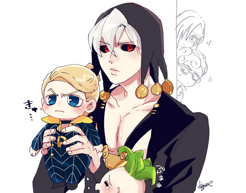 prosciutto, risotto nero, melone, ghiaccio, and pesci (jojo no kimyou na bouken and 1 more) drawn by kogatarou