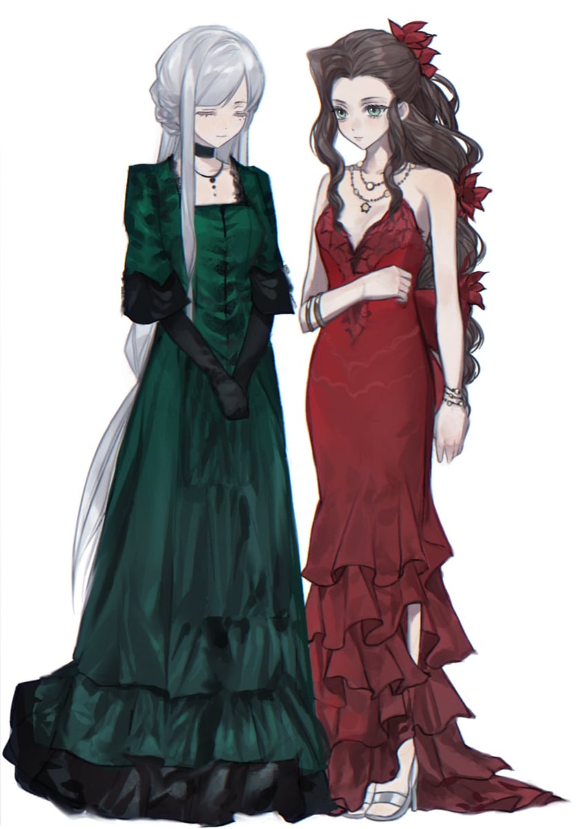 aerith gainsborough (original and 3 more) drawn by kinokowa