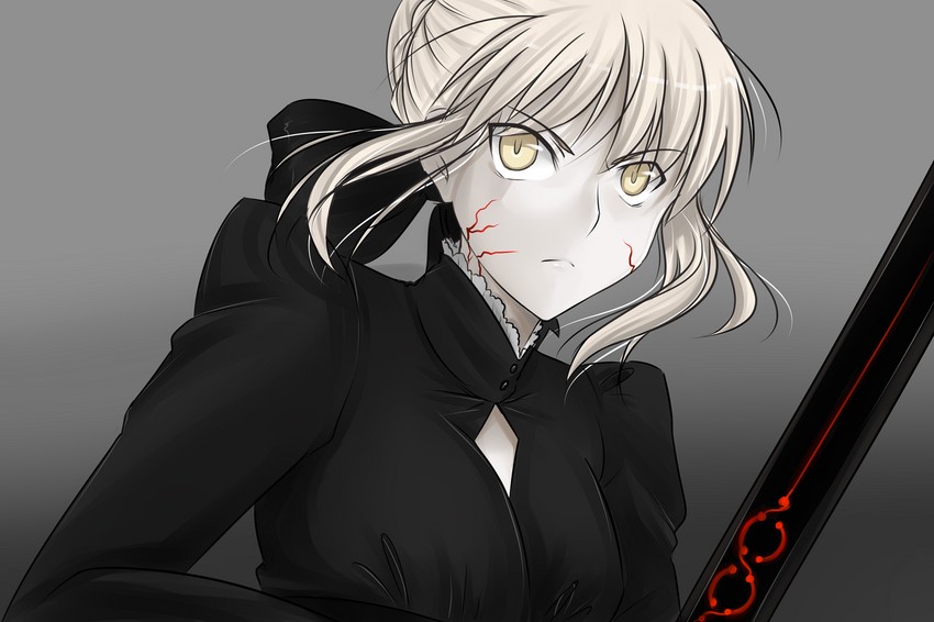 artoria pendragon and saber alter (fate and 1 more) drawn by tusia