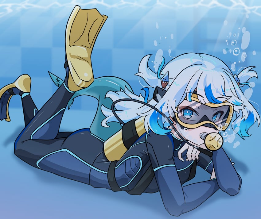 gawr gura (hololive and 1 more) drawn by moral_cacoethes