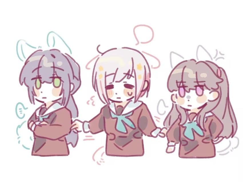 fujishima megumi, otomune kozue, and yugiri tsuzuri (love live! and 1 more) drawn by woodonly
