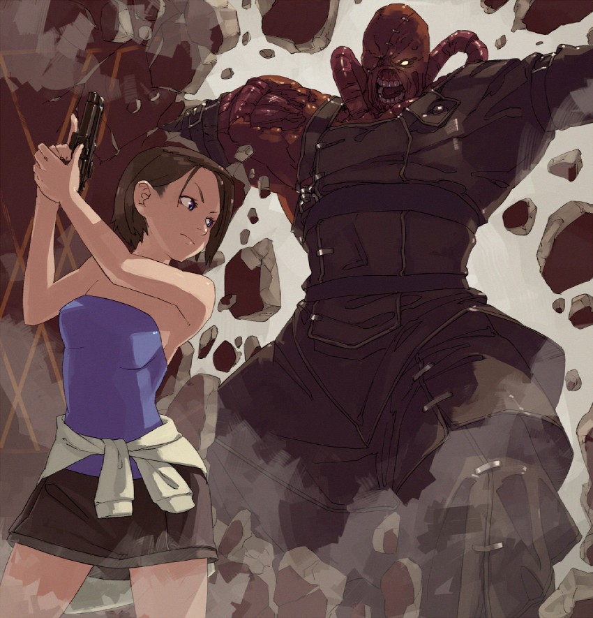 jill valentine and nemesis (resident evil and 1 more) drawn by shihou_(g-o-s)