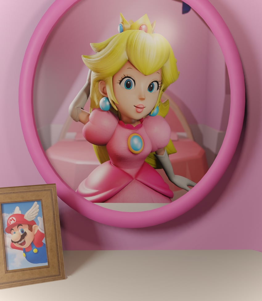 princess peach, mario, and wing mario (mario and 1 more) drawn by inkbennie