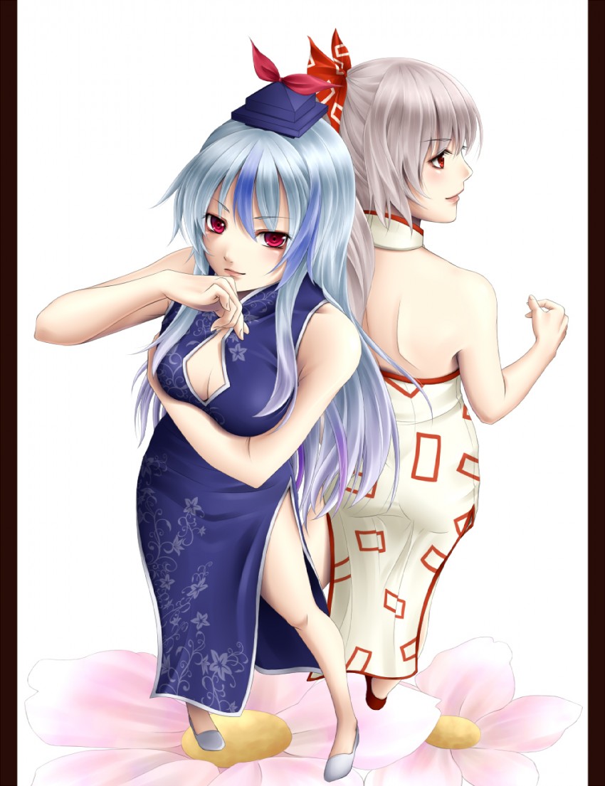 fujiwara no mokou and kamishirasawa keine (touhou) drawn by mochi.f