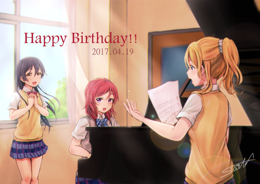 nishikino maki, sonoda umi, and ayase eli (love live! and 1 more) drawn by suito