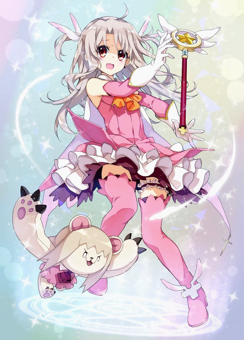 illyasviel von einzbern, prisma illya, and magical ruby (fate and 1 more) drawn by saipaco