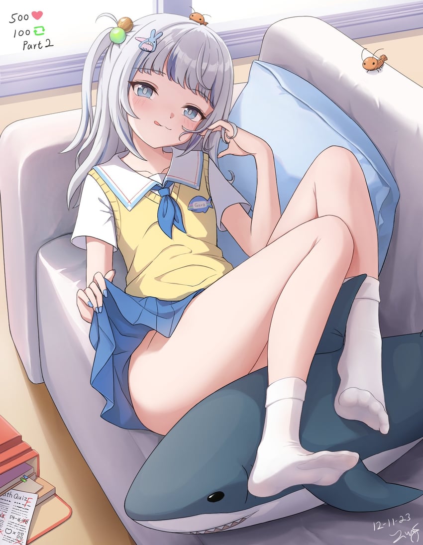 gawr gura and ebi-chan (hololive and 1 more) drawn by zeng$_(zwj)