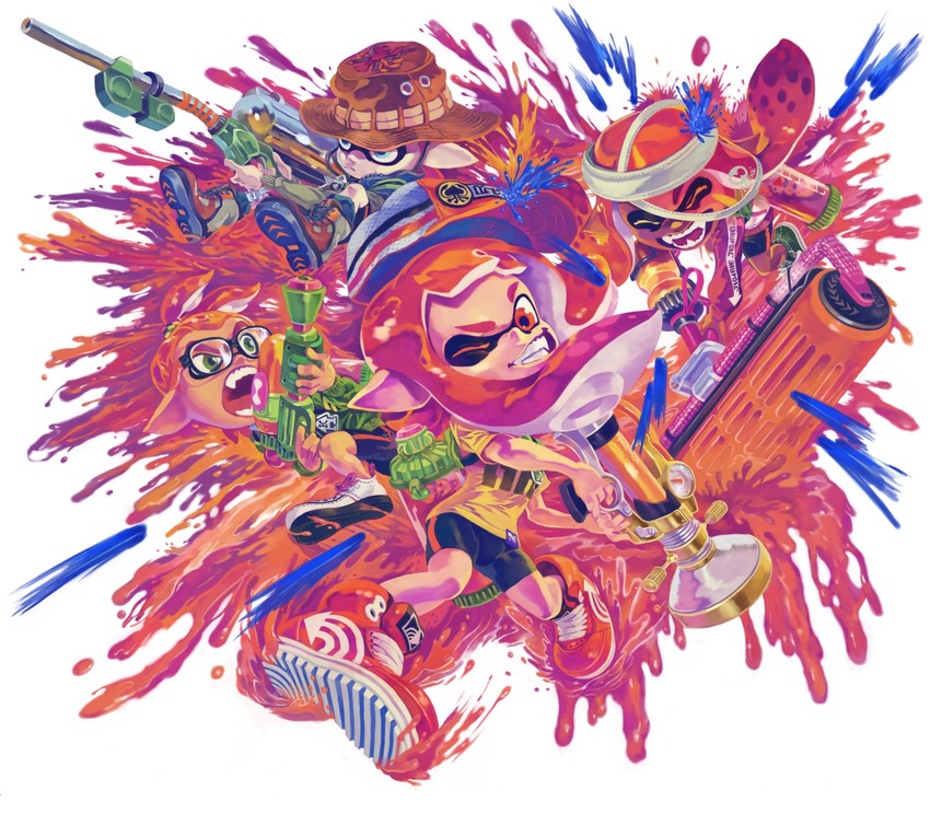 inkling player character, inkling girl, and inkling boy (splatoon and 1 more) drawn by aburaya_tonbi
