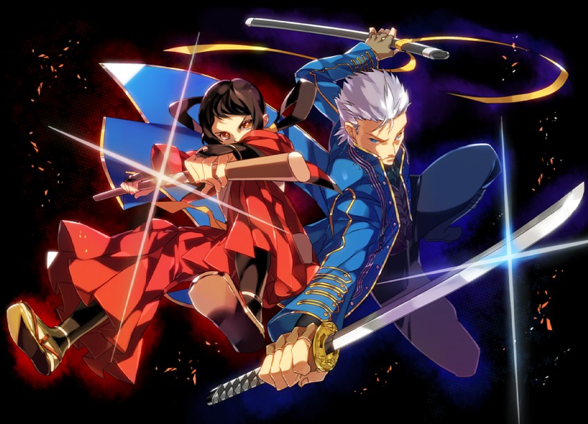 vergil and takane hibiki (devil may cry and 3 more) drawn by akiyama_(yamagoya)