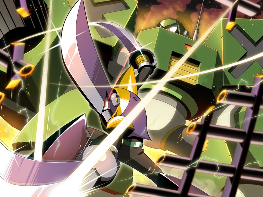 commando man and blade man (mega man and 1 more) drawn by napo