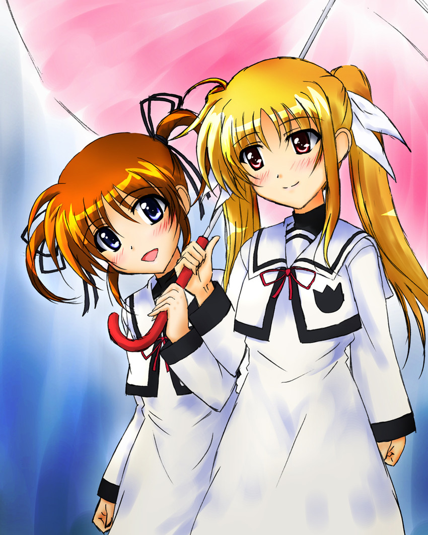 fate testarossa and takamachi nanoha (lyrical nanoha and 2 more) drawn by rin-illustration