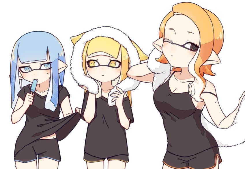 inkling player character and inkling girl (splatoon) drawn by inuowour
