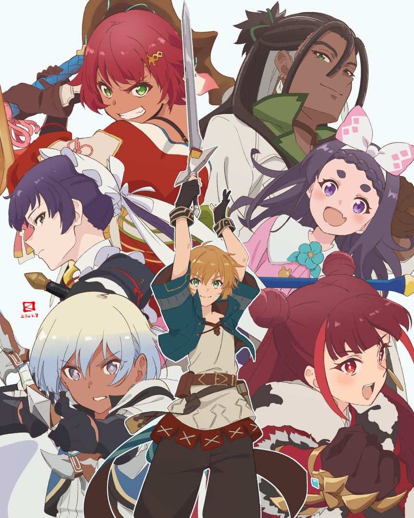 farmer, rogue, wanderer, archer, fighter, and 2 more (frederica) drawn by miyahara_takuya