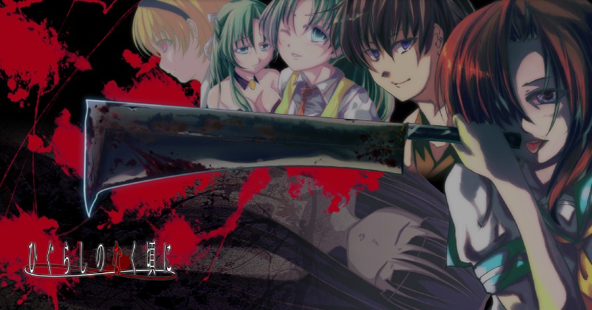 ryuuguu rena, houjou satoko, sonozaki mion, sonozaki shion, and maebara keiichi (higurashi no naku koro ni) drawn by nichimatsu_seri