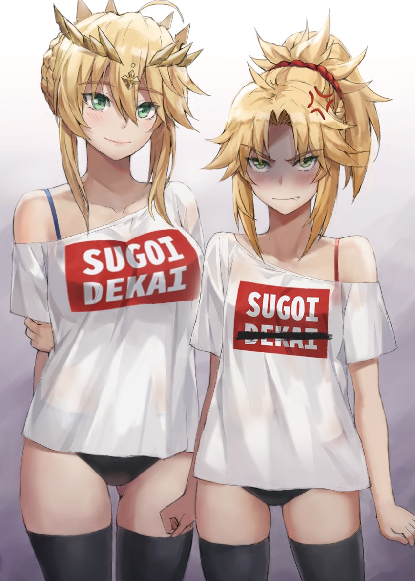 artoria pendragon and mordred (fate and 2 more) drawn by tonee