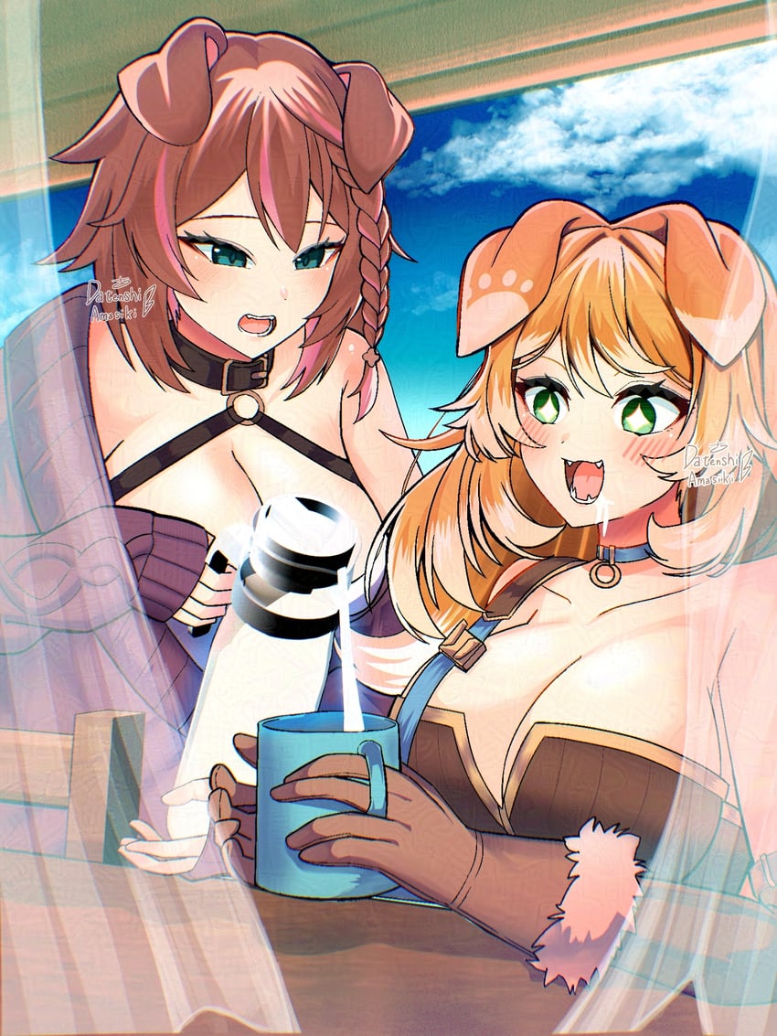 sugi aoki and bonnie barkswell (indie virtual youtuber and 1 more) drawn by datenshi_amasiki