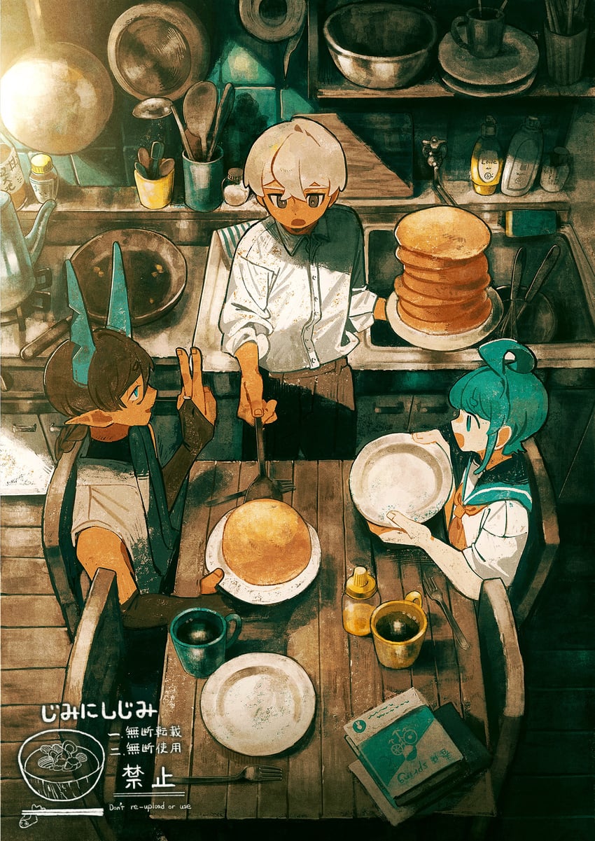 white-haired man and ahoge girl (original) drawn by jimini_shijimi