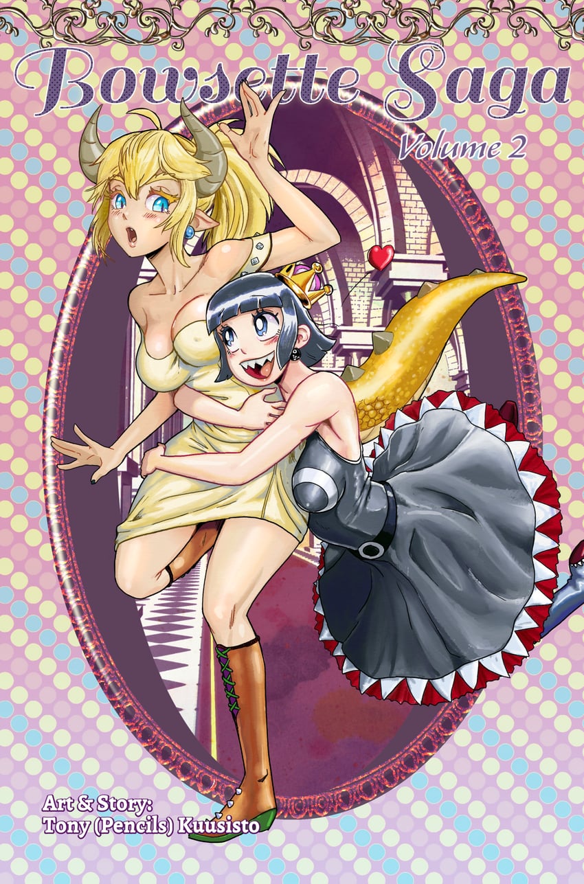bowsette and princess chain chomp (mario and 1 more) drawn by tony_kuusisto
