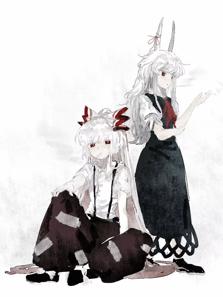fujiwara no mokou, kamishirasawa keine, and ex-keine (touhou) drawn by youshouhaoxianzhe
