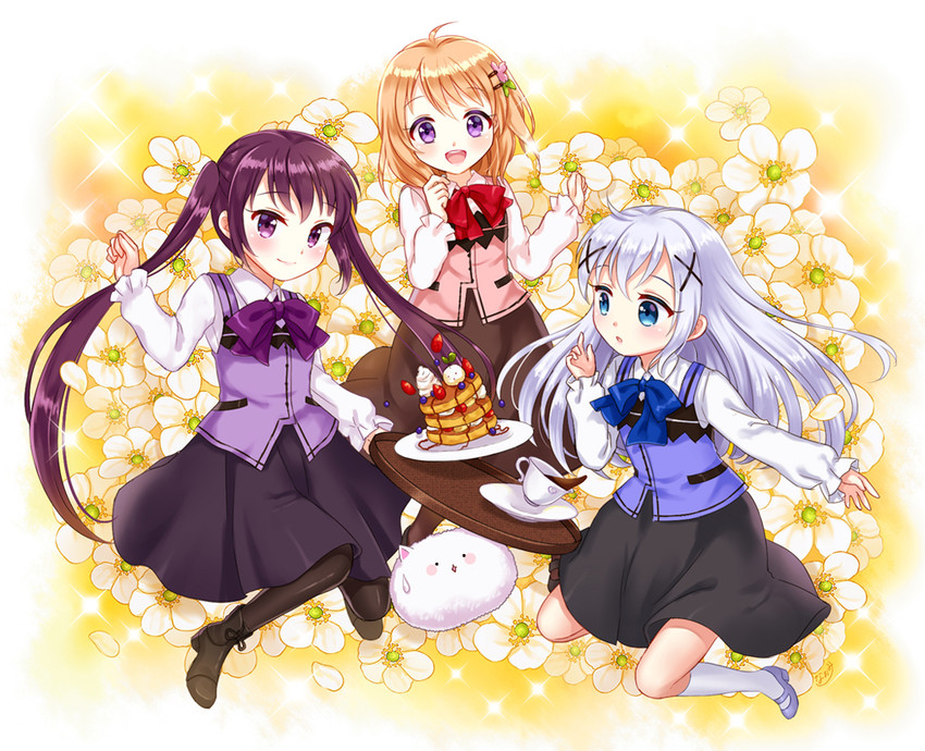 kafuu chino, hoto cocoa, tippy, and tedeza rize (gochuumon wa usagi desu ka?) drawn by naomi_(fantasia)