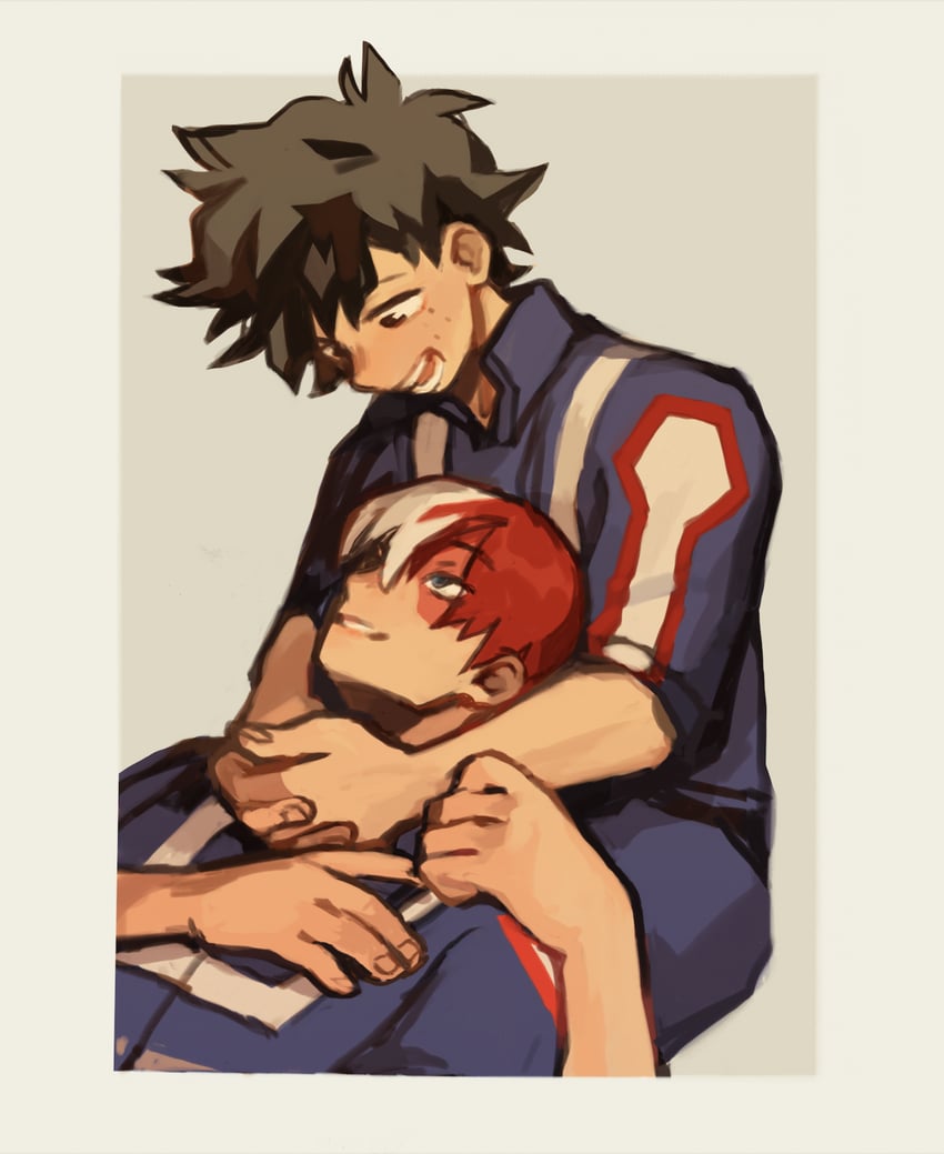 midoriya izuku and todoroki shoto (boku no hero academia) drawn by fenkko