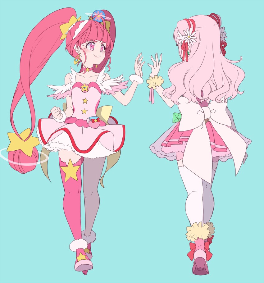 hoshina hikaru, nono hana, cure yell, and cure star (precure and 2 more) drawn by cacao_(99chocolove99)