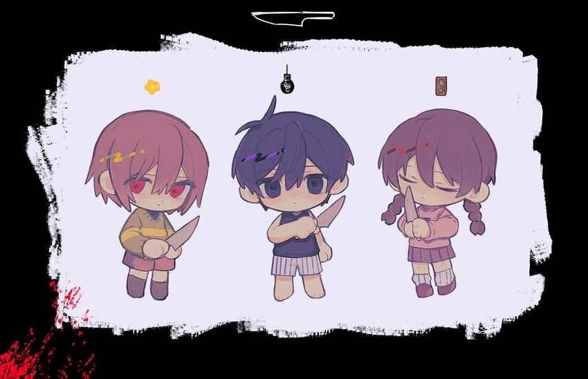 omori, madotsuki, and chara (omori and 2 more) drawn by labo_9696