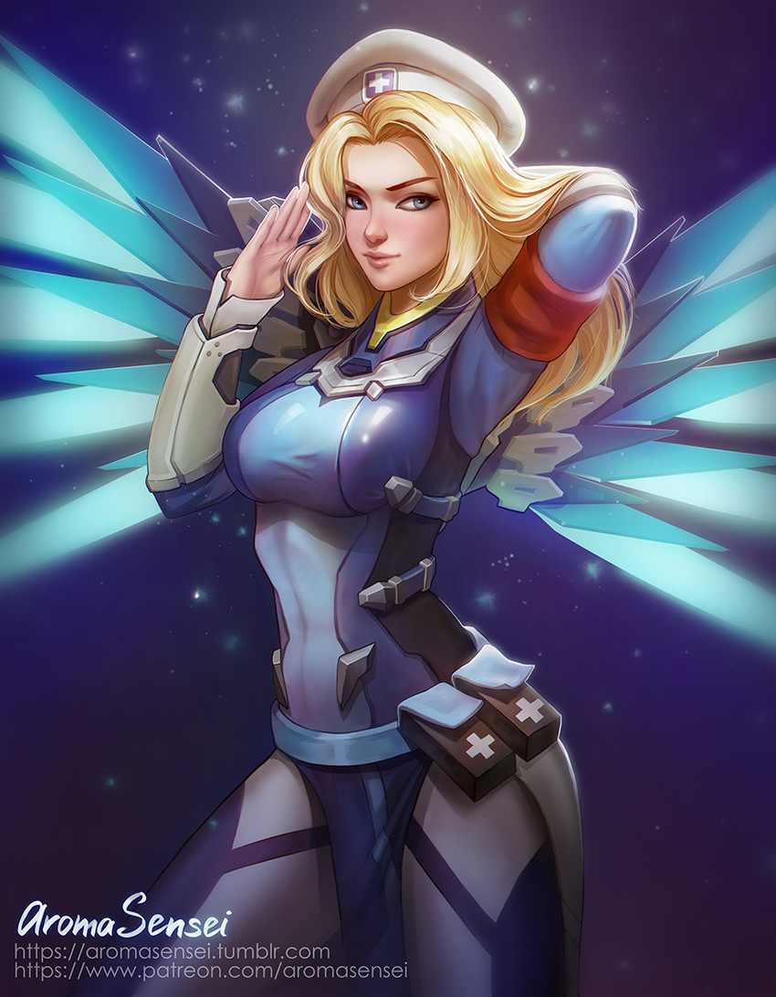 mercy and combat medic ziegler (overwatch and 1 more) drawn by aroma_sensei