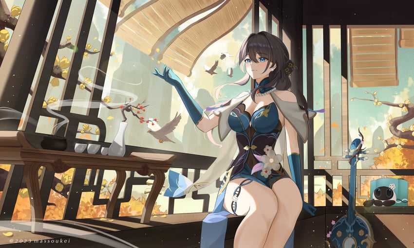 ruan mei (honkai and 1 more) drawn by massoukei