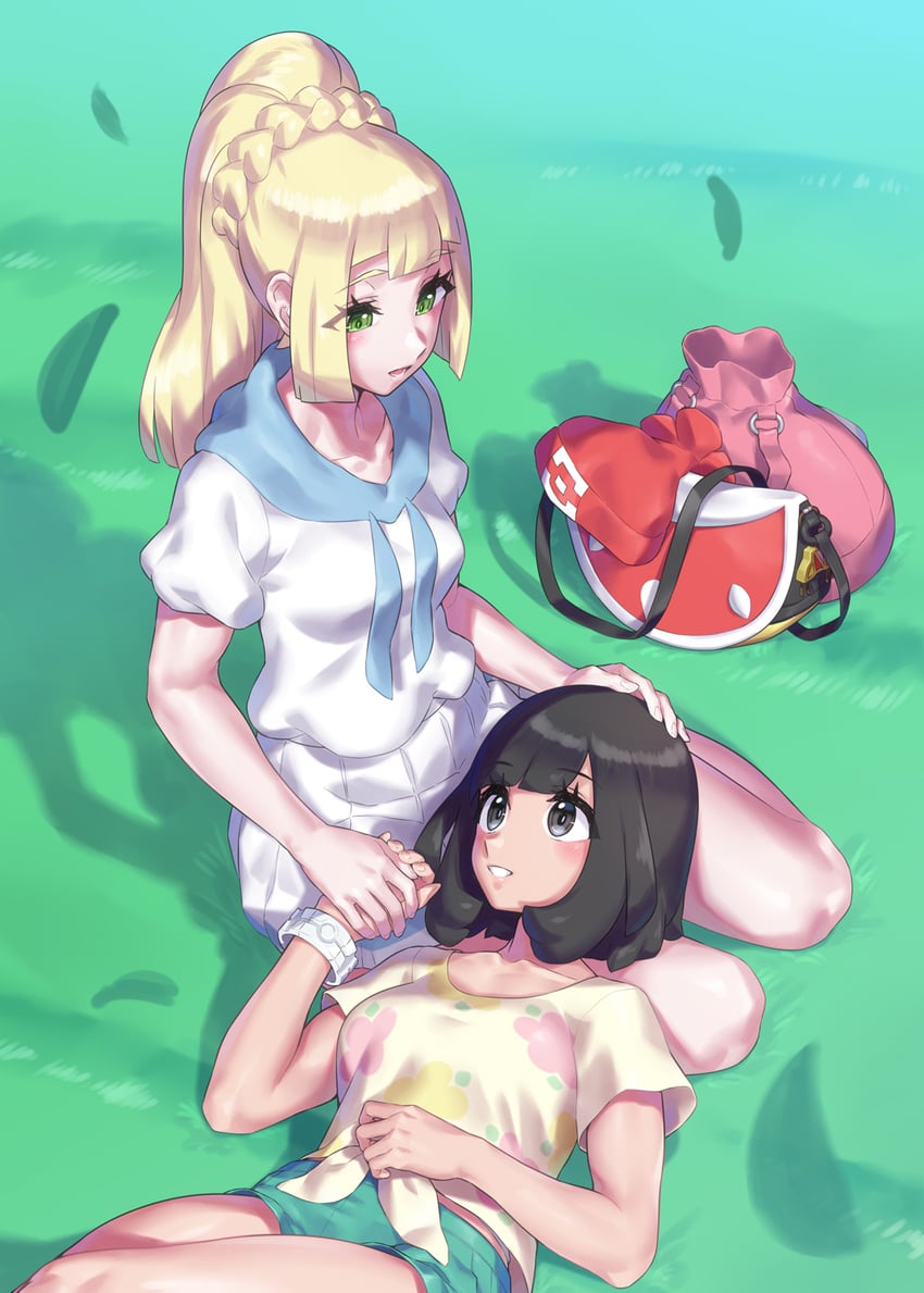 lillie and selene (pokemon and 1 more) drawn by mizuumi_(bb)