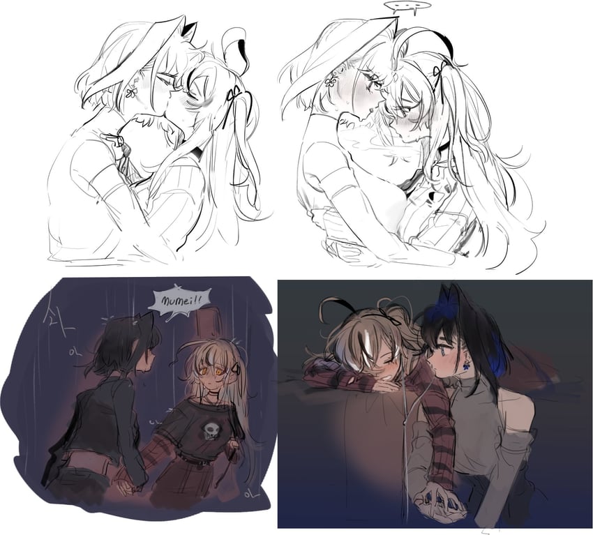 ouro kronii and nanashi mumei (hololive and 1 more) drawn by eus_ing