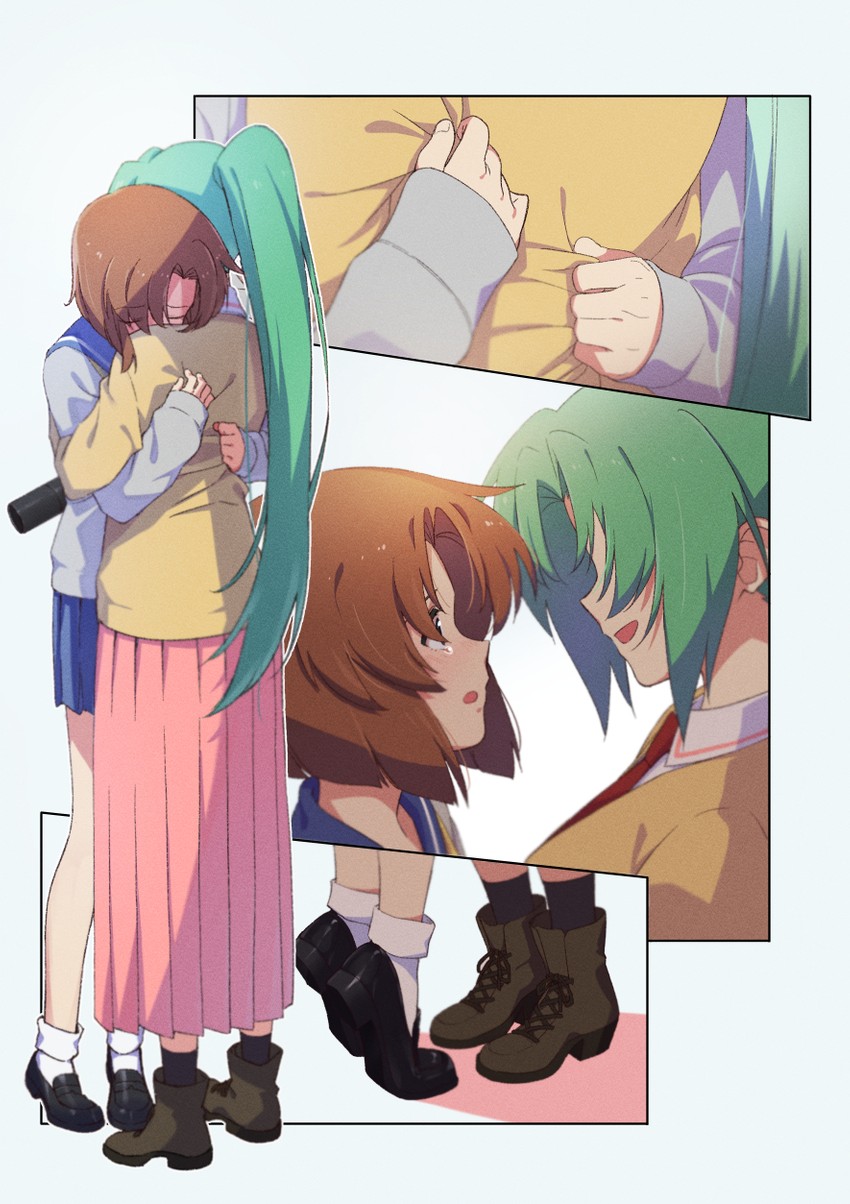 ryuuguu rena and sonozaki mion (higurashi no naku koro ni) drawn by gulim