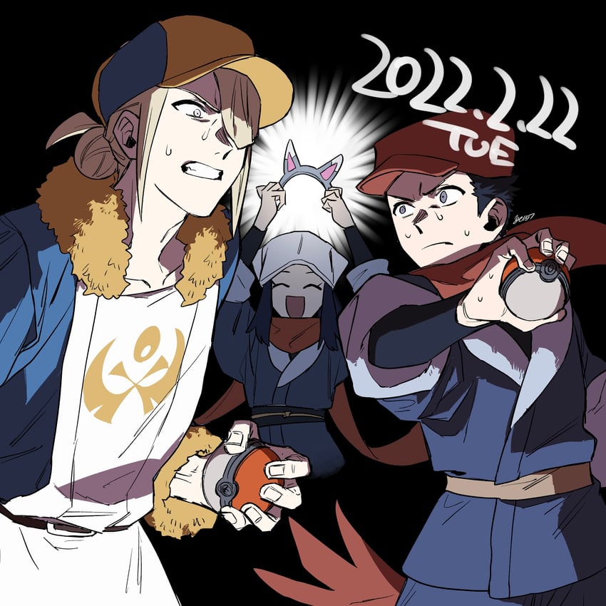 akari, volo, rei, and glameow (pokemon and 1 more) drawn by yc157_ar
