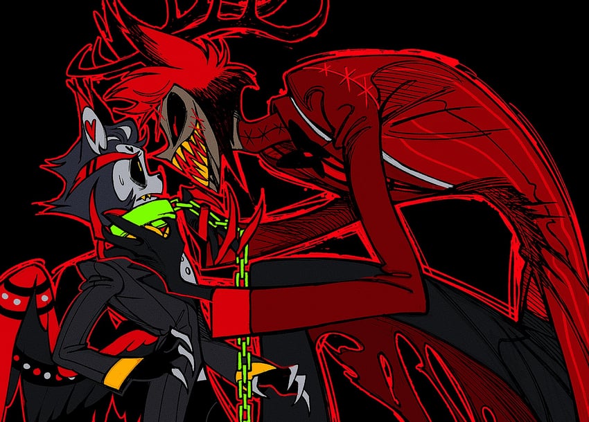 alastor and husk (hazbin hotel) drawn by ratsays_squeak