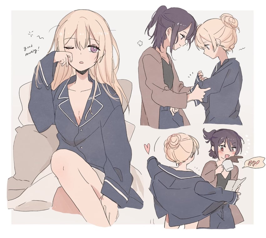 shirasagi chisato and seta kaoru (bang dream!) drawn by seri_(vyrlw)