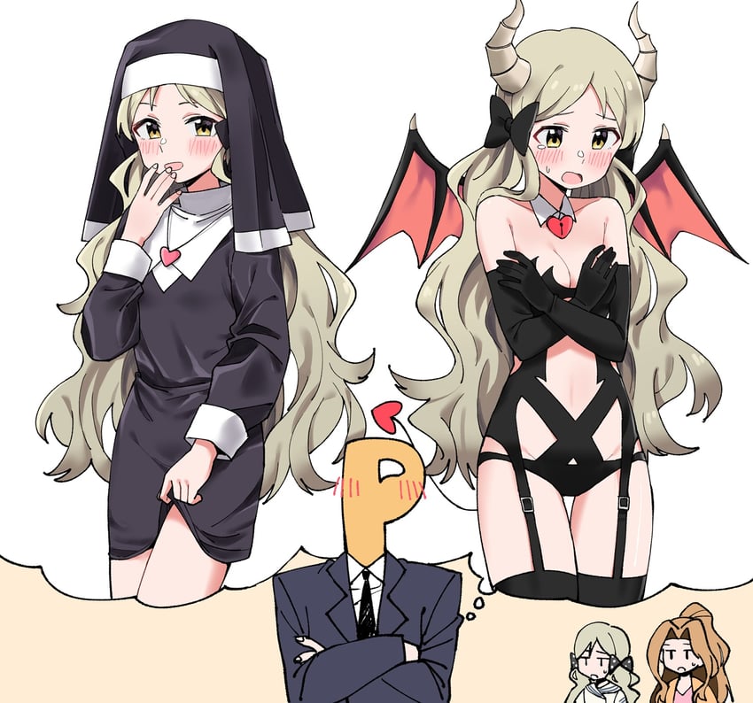 producer, p-head producer, handa roco, and nikaido chizuru (idolmaster and 2 more) drawn by billbung
