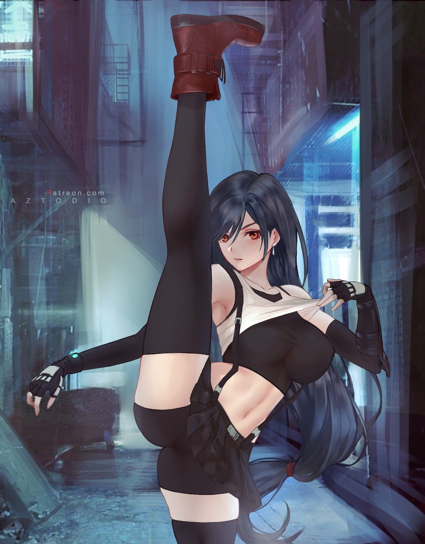 tifa lockhart (final fantasy and 2 more) drawn by aztodio
