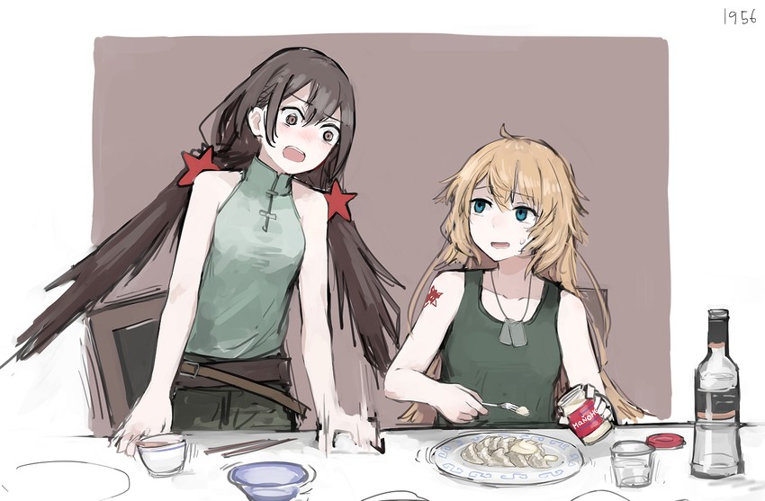 ak-47 and type 56-1 (girls' frontline) drawn by rampart1028