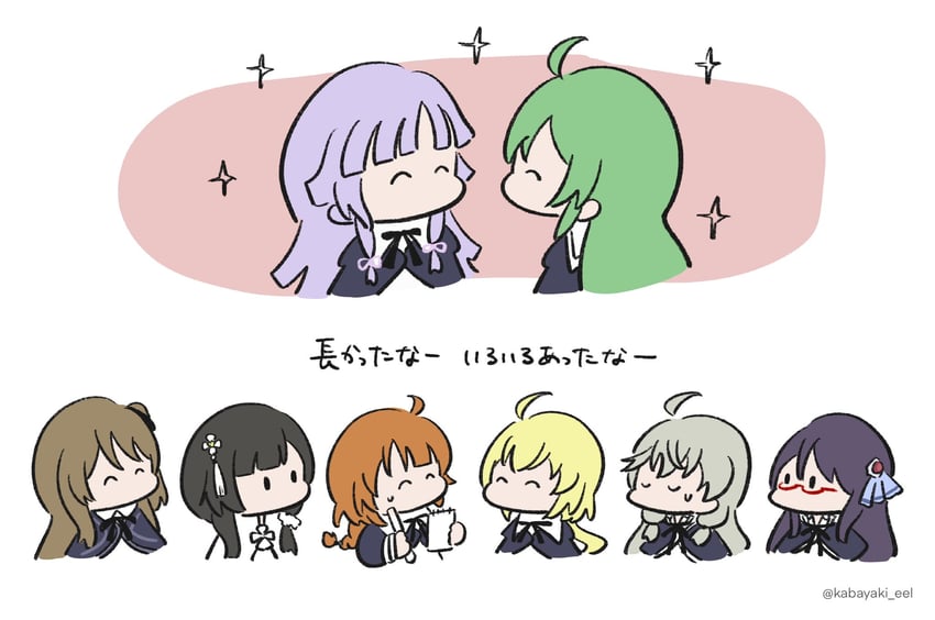 kuo shenlin, wang yujia, futagawa fumi, amano soraha, tanaka ichi, and 3 more (assault lily) drawn by kabayaki_(kabayaki_eel)