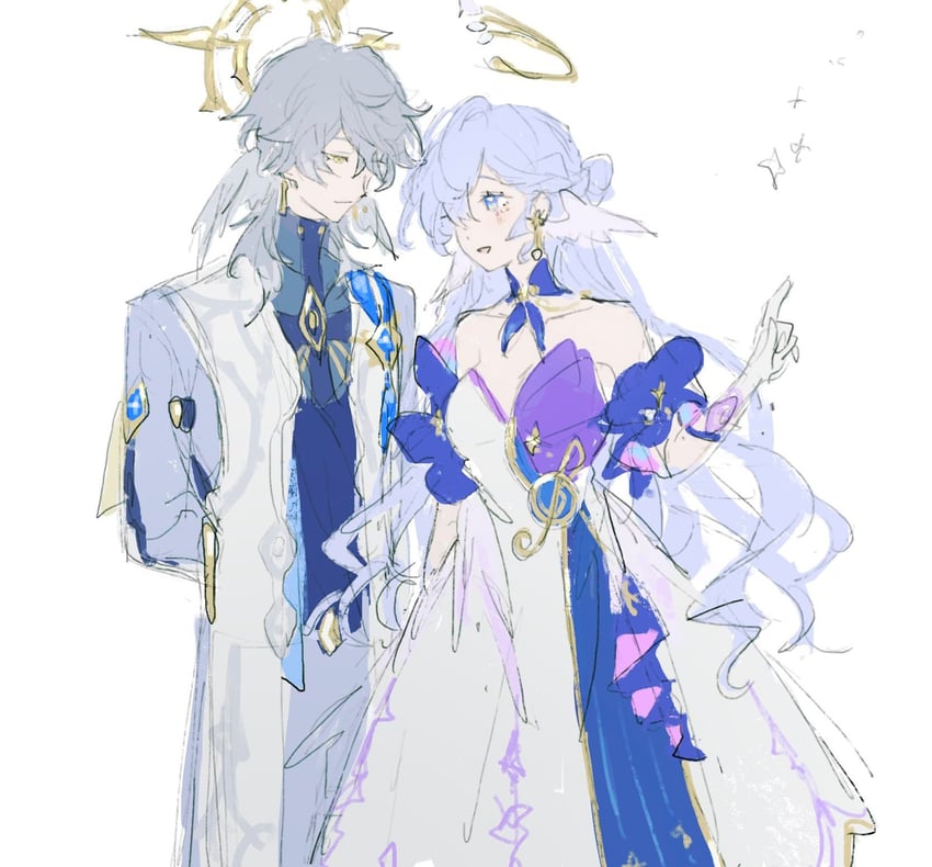robin and sunday (honkai and 1 more) drawn by ehrx8n