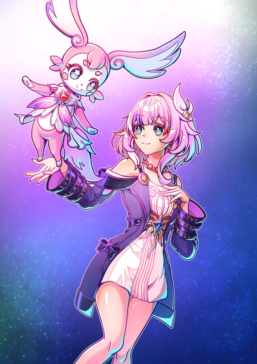 cyrene and mem (honkai and 1 more) drawn by cookienim