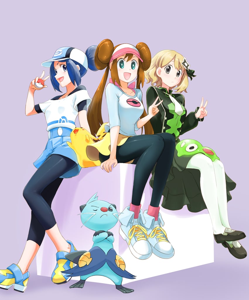pikachu, rosa, serena, zygarde, dewott, and 2 more (pokemon and 1 more) drawn by u4_99384295