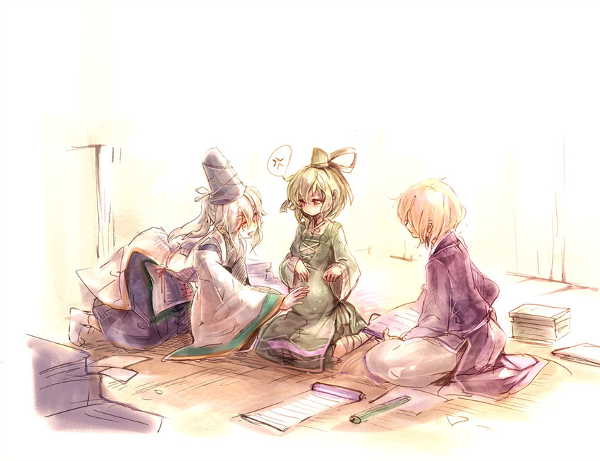 toyosatomimi no miko, mononobe no futo, and soga no tojiko (touhou) drawn by cis_(carcharias)