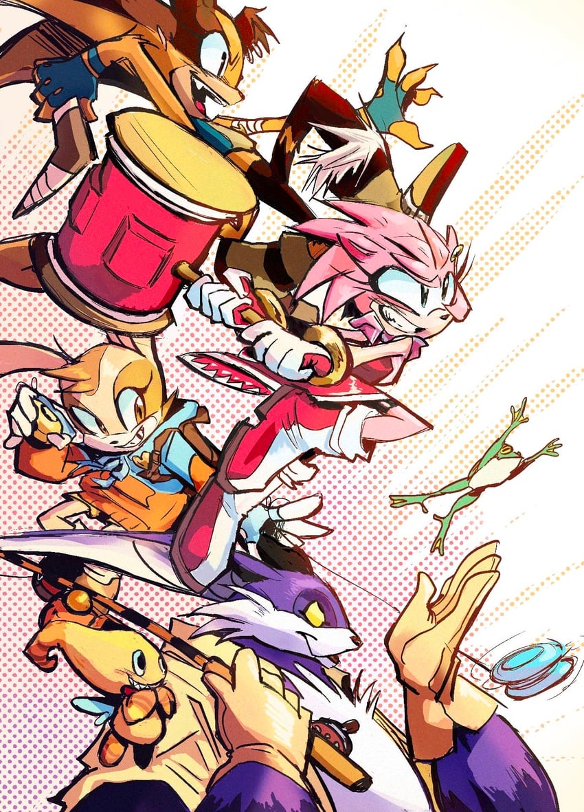 amy rose, cream the rabbit, neutral chao, cheese, big the cat, and 2 more (sonic) drawn by rat_riot