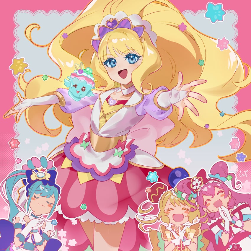nagomi yui, fuwa kokone, kasai amane, hanamichi ran, cure precious, and 5 more (precure and 1 more) drawn by shipu_(gassyumaron)
