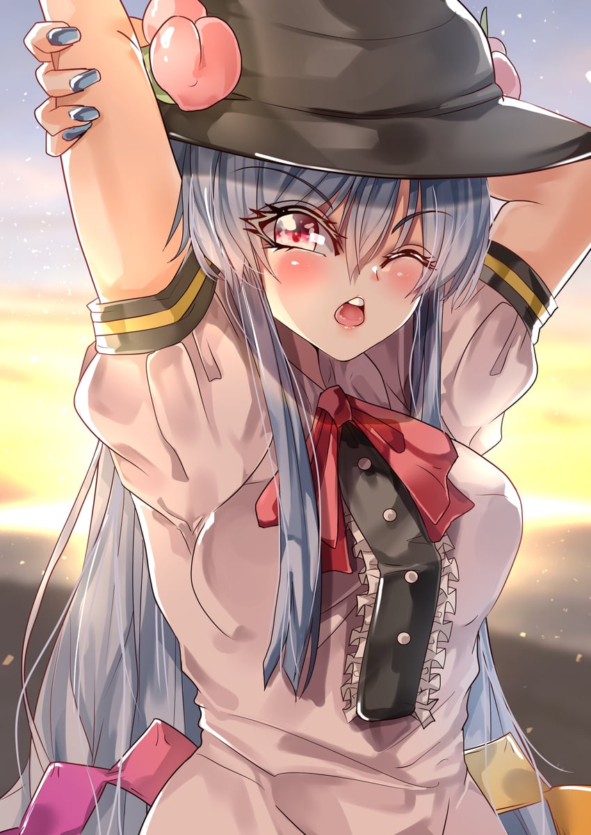 hinanawi tenshi (touhou) drawn by mahoro_(minase_mahoro)