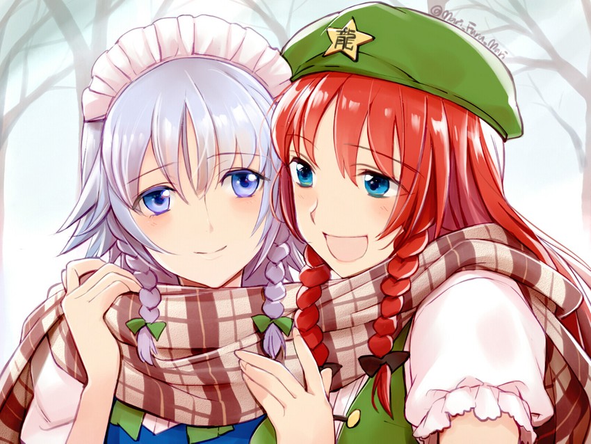 izayoi sakuya and hong meiling (touhou) drawn by primary_stage
