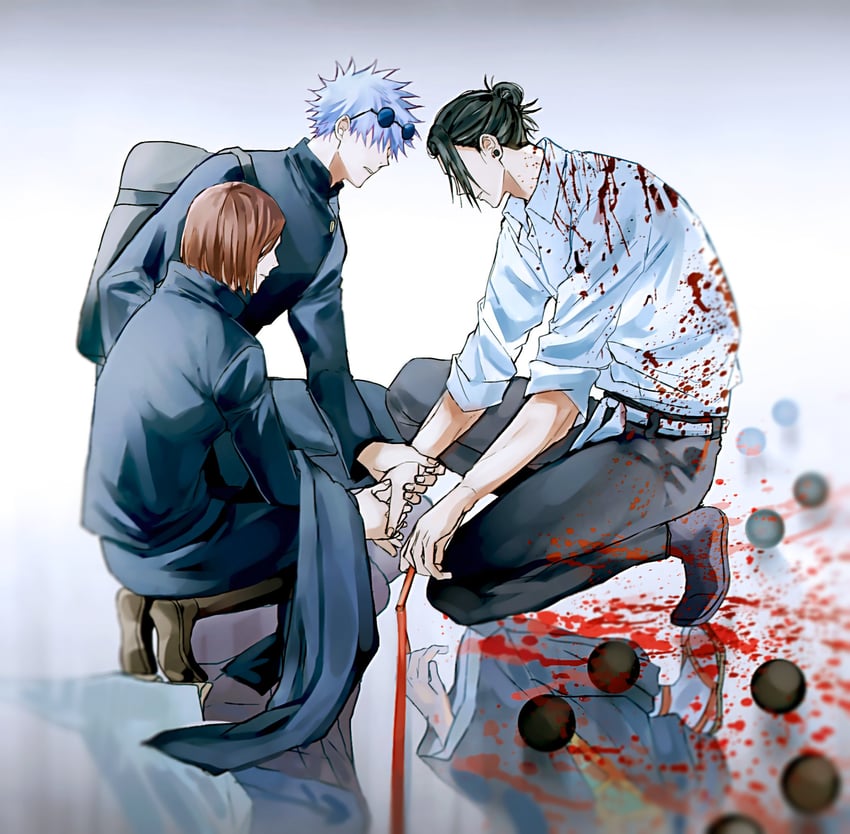 gojou satoru, getou suguru, and ieiri shoko (jujutsu kaisen) drawn by yoon_(dmsco1803)