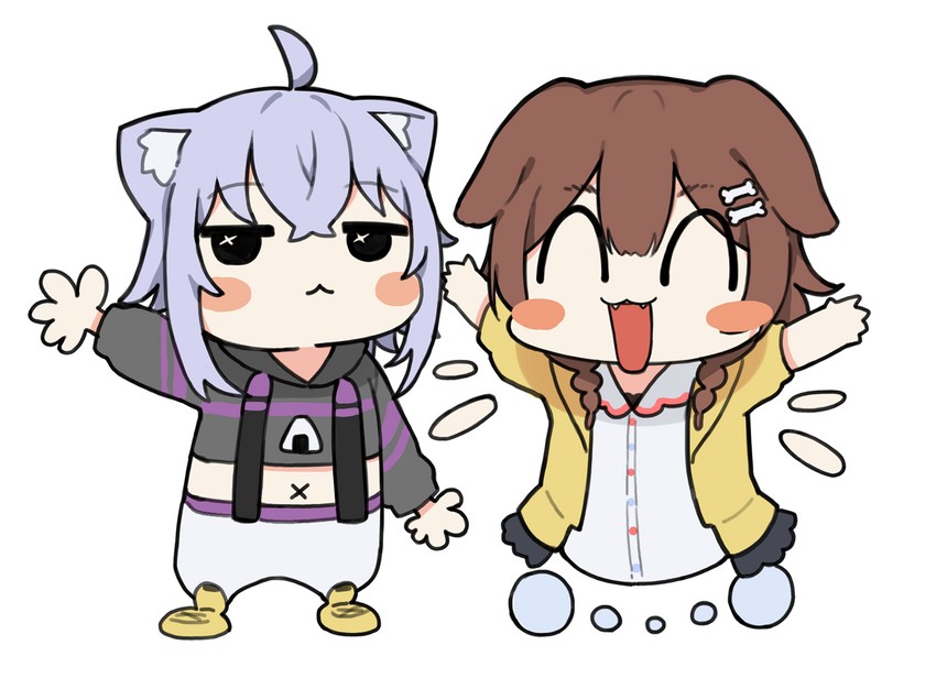 nekomata okayu and inugami korone (pokemon and 2 more) drawn by seramikku