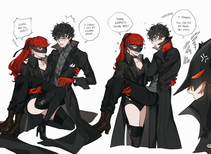 amamiya ren, yoshizawa kasumi, akechi gorou, joker, violet, and 1 more (persona and 2 more) drawn by seirorath
